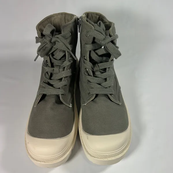 Portland‎ Boot Co JoJo Sage Green Canvas Lug Sole Sneaker Boots Women's 10M - Image 4