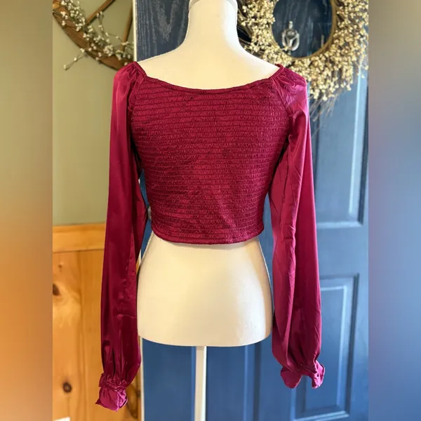 Altar'd State Satin Burgundy Crop Top size Large - Image 3