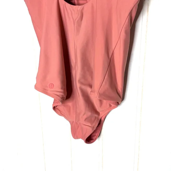 Lululemon Waterside High-Neck One-Piece Swimsuit Coral Pink Open Back Sz 6/8 - Image 9