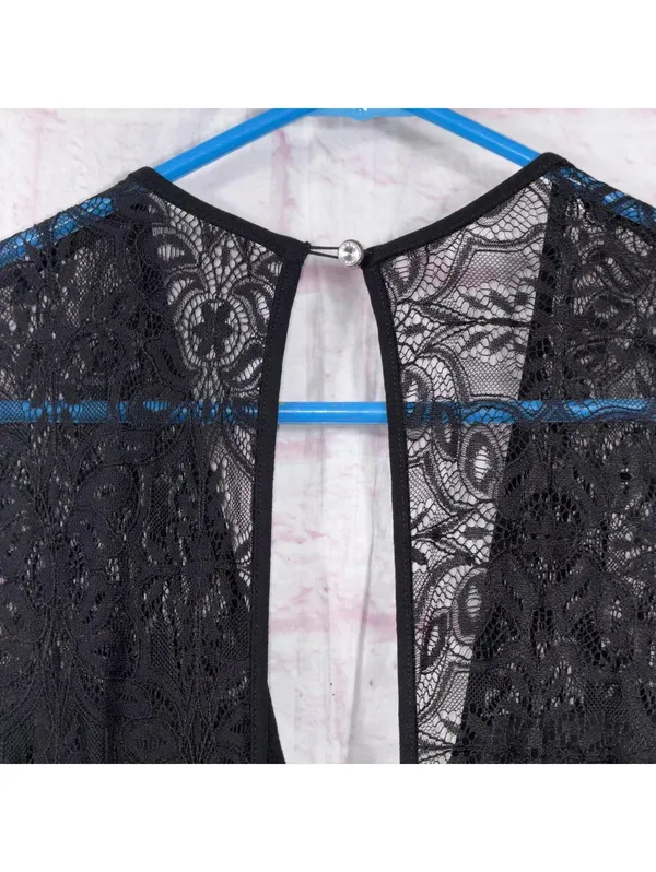 XOXO Black Lace Wide Leg Jumpsuit Women’s Medium Elegant Evening Party - Image 10