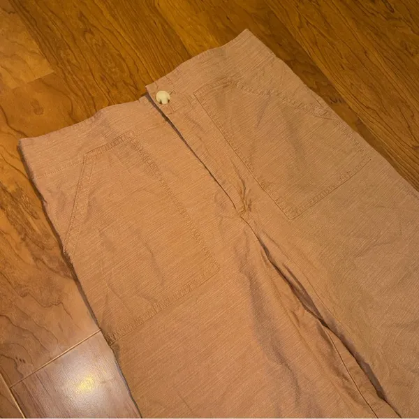 Anthropologie Maeve The Colette Wide Leg Pants Crop High Rise Brown Orange Sz 14 - Image 3