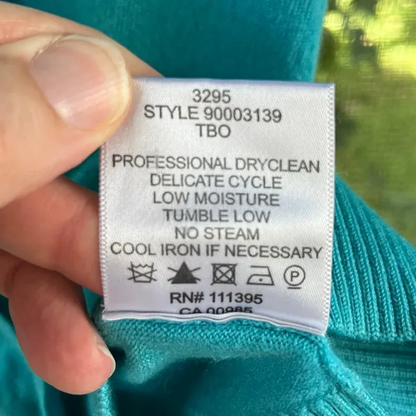Tory Burch Women's Simone Cardigan Turquoise Logo Button Size M - Image 7