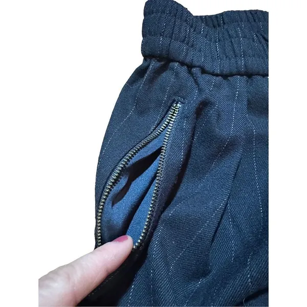 Free People dark gray pinstripe trouser pull on pants zip‎ pockets XS - Image 8