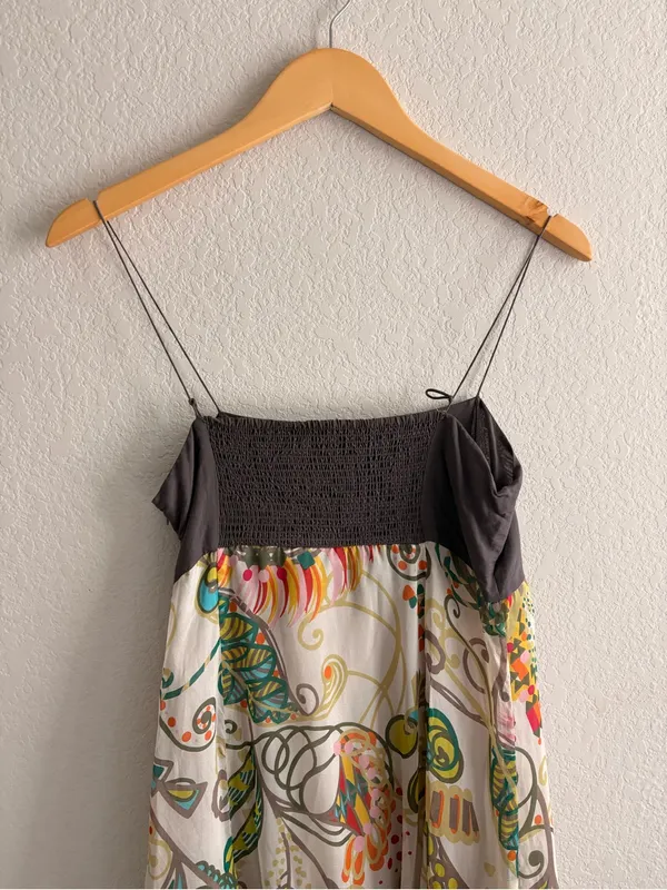 Boho/Bohemian Zara Maxi Dress Colorful Floral Print – Flowy Ruffle Hem SMALL - Image 5