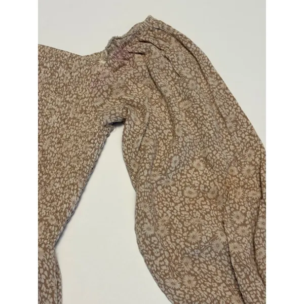 Altar'd State Mini Dress Women XS Tan Floral Smocked Tiered Balloon Sleeve - Image 12