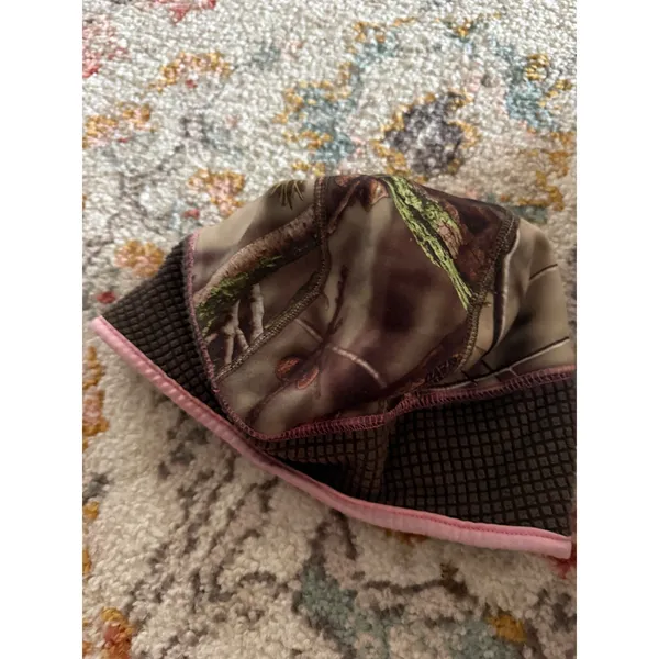 Huntworth Womens Camo Waffle Fleece Ponytail Beanie Hat Brown Pink Hunting - Image 3