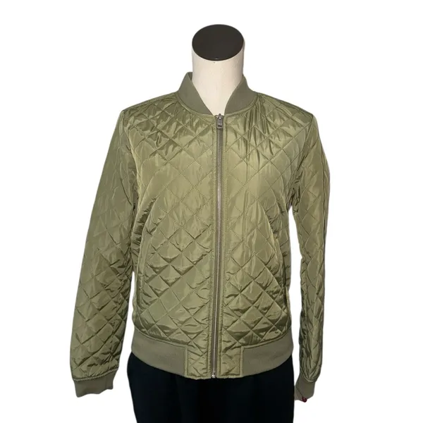 NWT Levi's Women's Diamond Quilted Bomber Jacket Olive Tree Small - Image 11