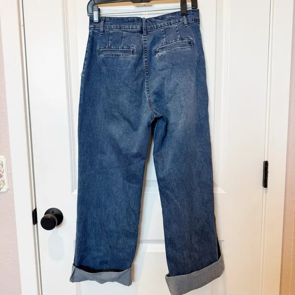 Bagatelle Collection Pleated Wide Leg Jeans Size 27 High Waist Dark Denim Casual - Image 4