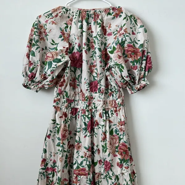 ANTHROPOLOGIE The Somerset Puff Sleeve Edition Floral Rose Printed Dress Size: S - Image 10