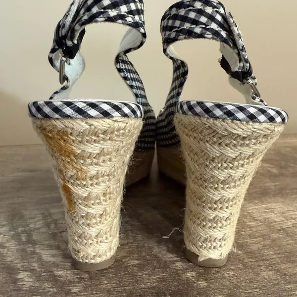 American Eagle Gingham Print Platform Wedges Shoes Women’s Size 7 Black White - Image 6