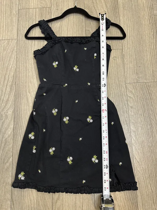 Urban Outfitters Cottagecore Floral Dress XS Navy Blue Ruffle Spring - Image 8