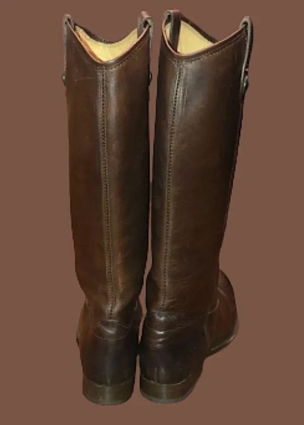 FRYE Brown Leather Mid Calf Campus Low Heel Smooth Shaft Western Boots Sz 9 - Image 6
