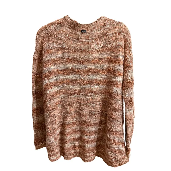 RVCA Womens Space Dye Knit‎ Pullover Sweater Brown Tan Kangaroo Pocket XS/S - Image 3