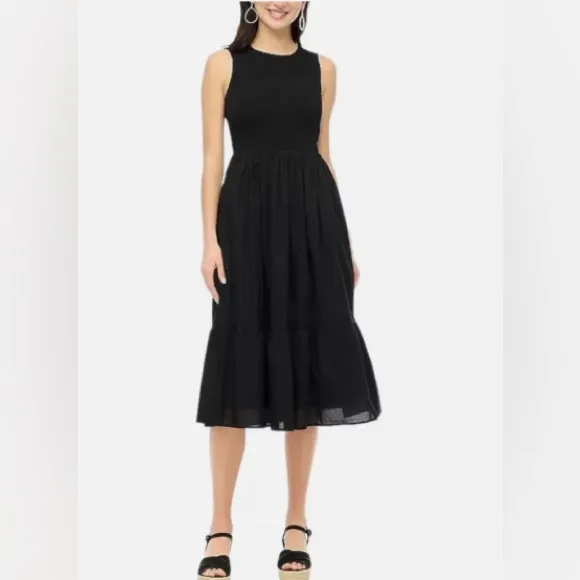 J. Crew Womens black smocked midi dress - Image 2