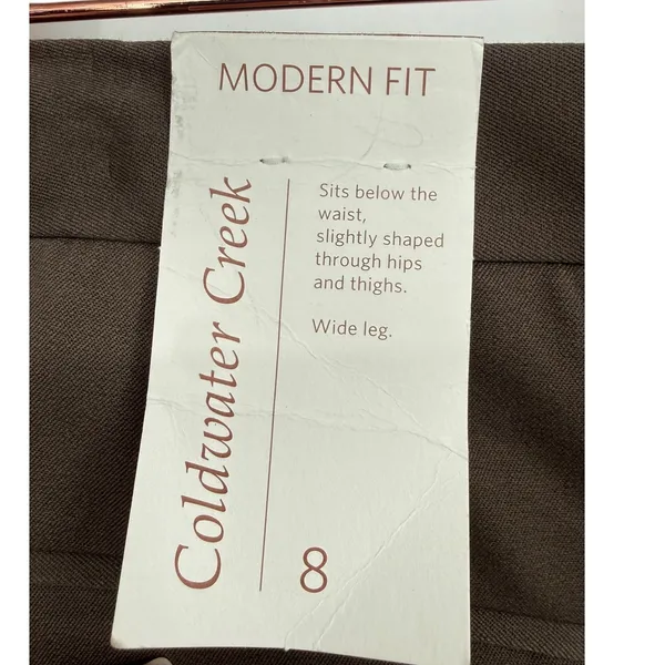 NWT Coldwater Creek Womens Modern Fit Brown Cotton Stretch Wide Leg Pants Size 8 - Image 12