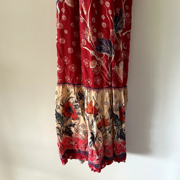 Maeve Anthropologie Juniper Red Paisley Floral Maxi Boho Dress Size L - Image 7