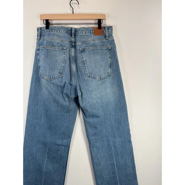 ANINE BING Jeans Nordic Blue Roy Organic Cotton Relaxed Straight Split Hem 30 - Image 9
