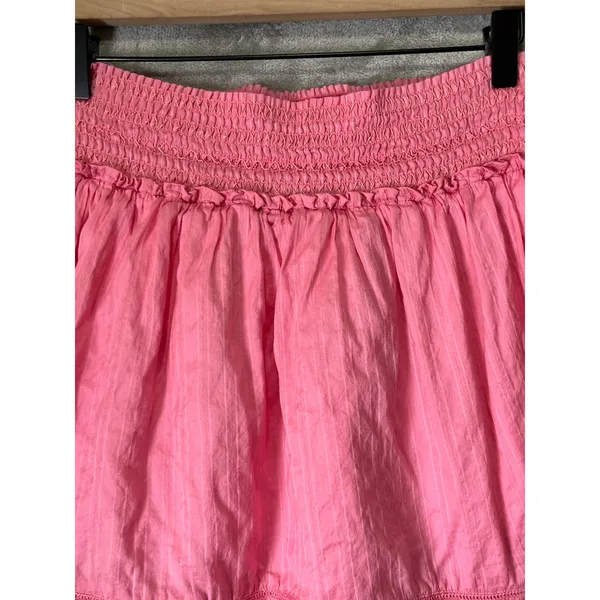 Vintage Abercrombie & Fitch Pink Smocked Mini Skirt Large Cotton Ruffle Y2K Boho - Image 4