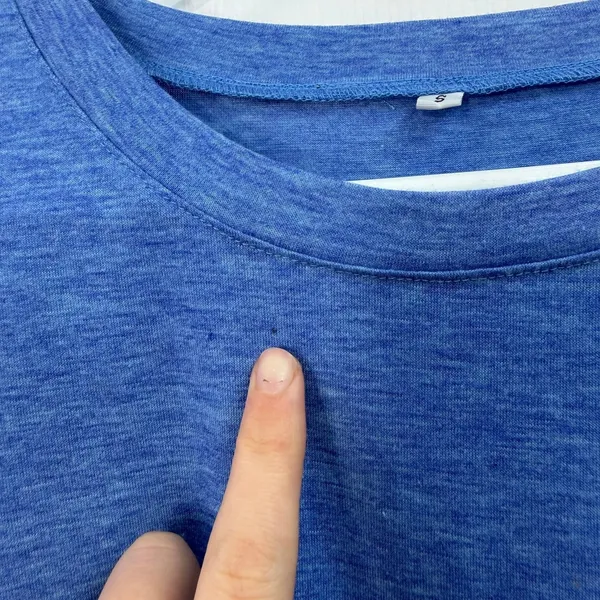 Adult blue scoop neck short sleeve stretch casual active plain basic‎ tshirt top - Image 5