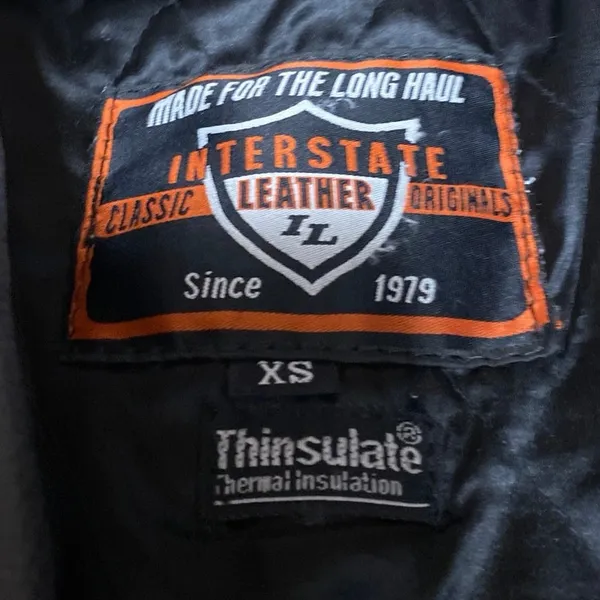 Interstate Leather Genuine Black Long Sleeve Zip Up Biker Motorcycle Jacket XS - Image 4
