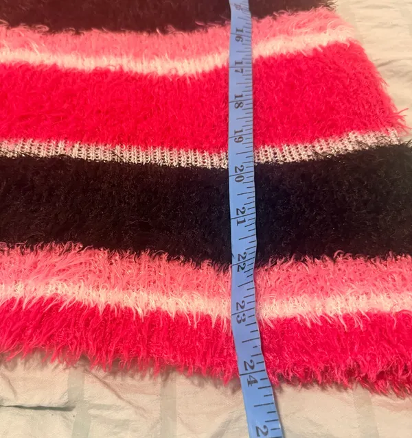 Falls Creek Pink, Black & Metallic Striped Fuzzy Sweater - Junior Size L - NWOT - Image 9