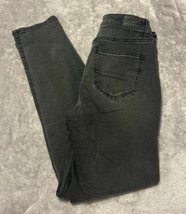 American Eagle Black Stretch Straight Leg Jeans - Image 3