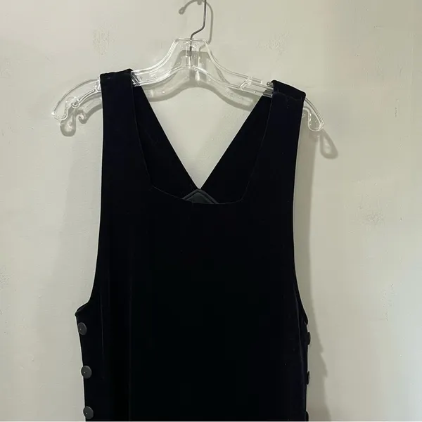 VTG Y2K‎ Jacqueline Ferrar VELVET VELOUR Black Jumper Dress Maxi Stretch Size 12 - Image 6