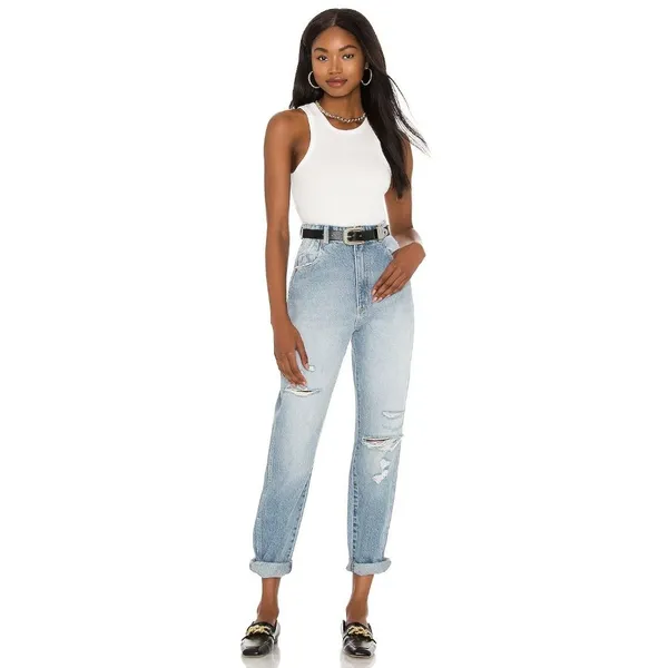 Rolla's Original Straight High Rise Jeans in Sunbleach Worn 28 Womens Denim Pant - Image 15