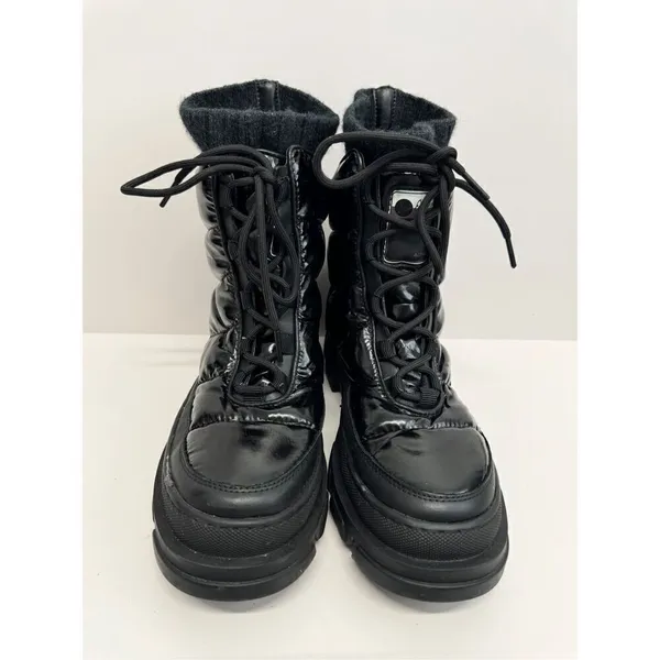 Sam Edelman Boots‎ Size 7.5 Black Lug Sole Tabitha Lace Up Round Toe Winter Boot - Image 4