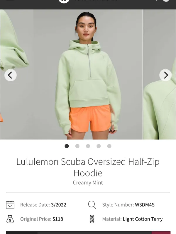 Lululemon Scuba Oversized Half-Zip‎ Hoodie in Creamy Mint Size XS/S - Image 3