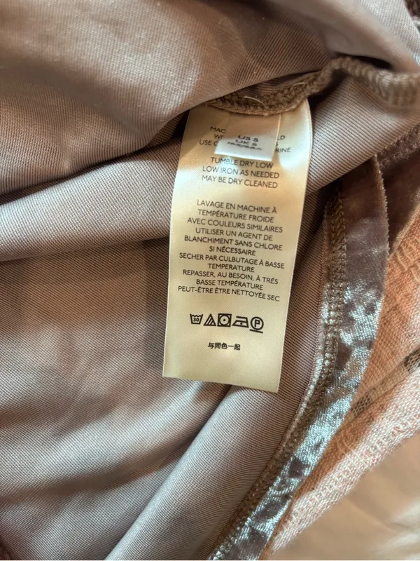 Free People Velvet Long-Sleeve Drape Neck Top - Taupe size Small - Image 10