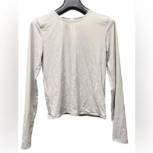 Aritzia Wilfred (Re)Touch Dauphine Long Sleeve Top White Fitted Crew Size L - Image 3