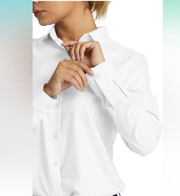 NEW Ruisin Fitted Plain Button Down Shirts Career Dress M - Image 2