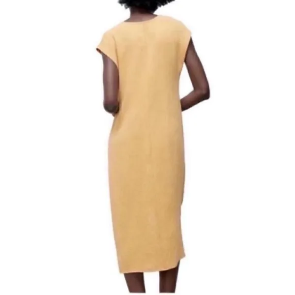 Zara Knotted Midi Yellow Dress(Size Small) - Image 2