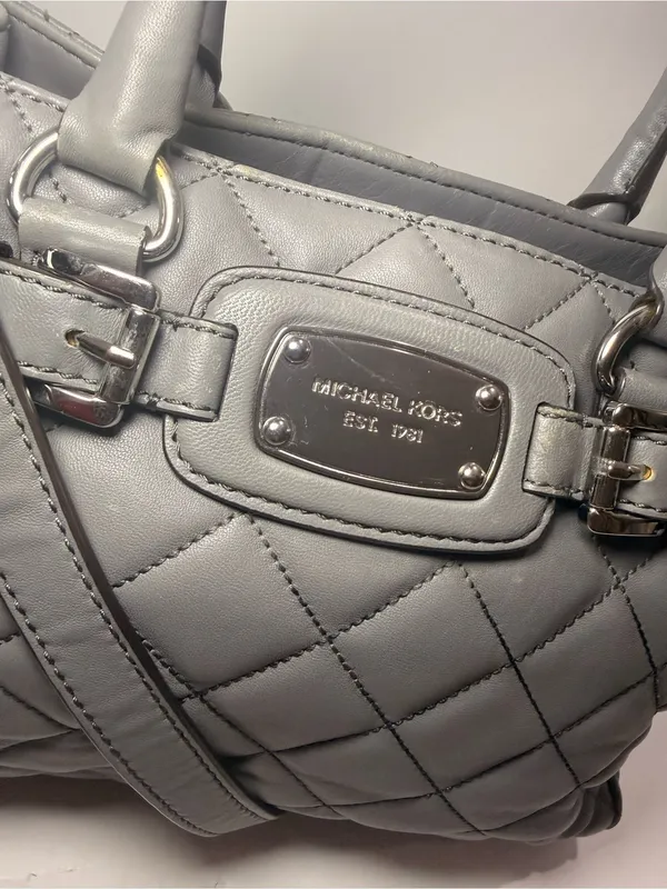 Michael Michael Kors Gray Quilted Leather Satchel Crossbody - Image 12