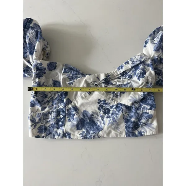 Abercrombie & Fitch White Blue Emerson Floral Off Shoulder Crop Top Women M - Image 6