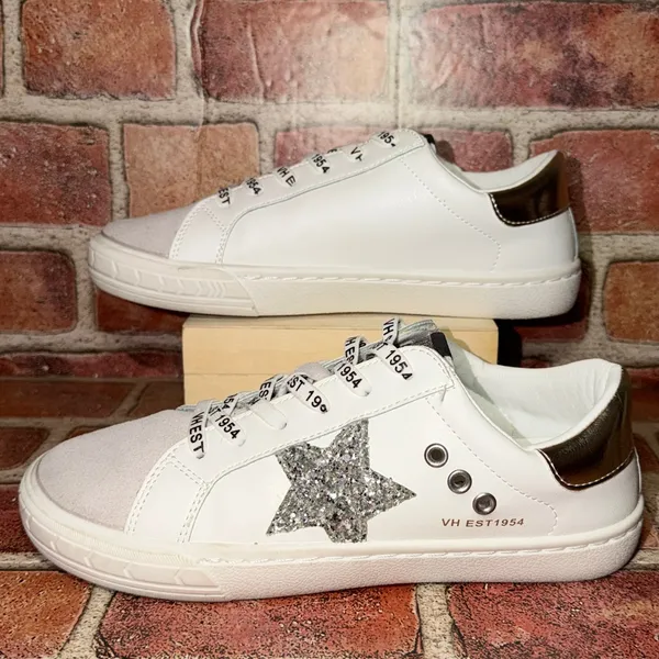 Pre-Owned Vintage Havana Grande Sneaker White Silver Star Size 6 Women Trendy - Image 5