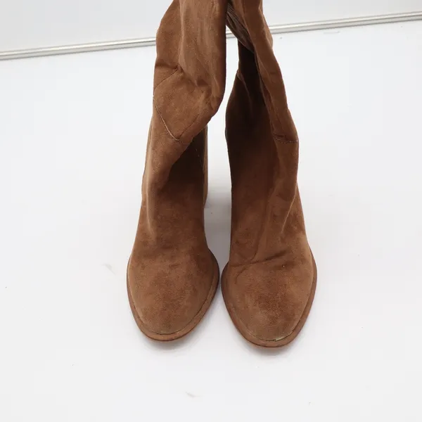 MiiM Womens Tan Faux Suede Slouchy Knee High Block Heel Boots Size 9 - Image 4