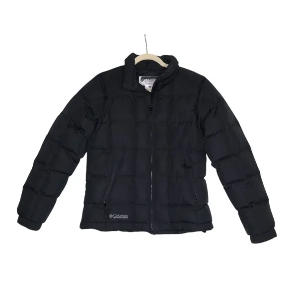 COLUMBIA Duck Down Puffer Jacket Women M Black Full Zip Light Everyday Travel - Image 2