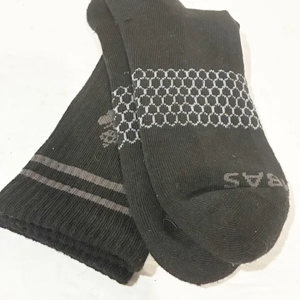 Unisex Bombas Size Large‎ Crew Calf Socks Black & Grey NEW - Image 2