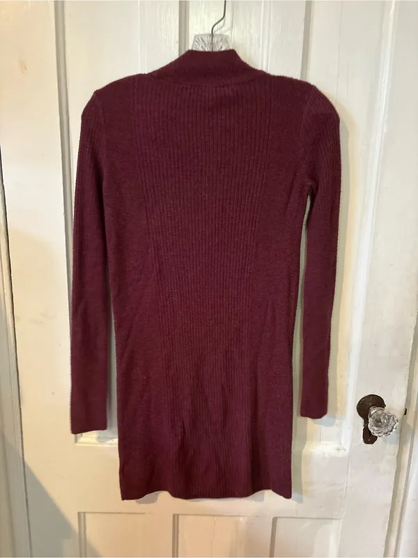 American Eagle Outfitters Ribbed Turtleneck Sweater Dress - Wine - Image 3