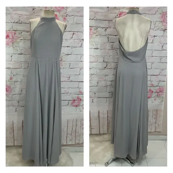 Fame and partners halter mock neck medium gray gown - Image 2