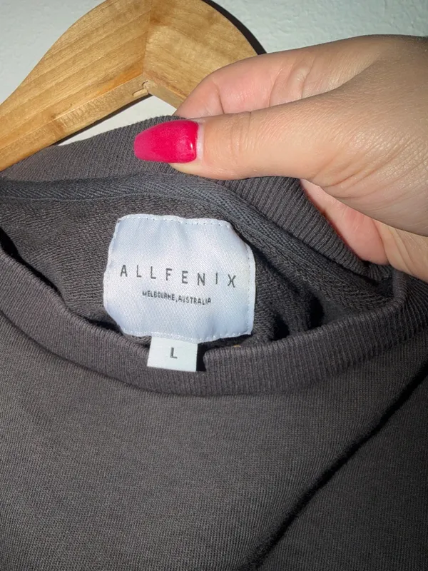 Allfenix Spell Out Womens Charcoal Crewneck Sweatshirt - Image 2