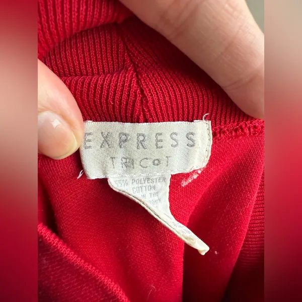Vintage 90s Express Tricot red crop ribbed turtleneck, size small - Image 8