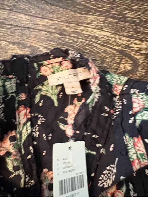 Anthropologie Pilcro Swing Mini Dress Womens Large Black Floral NWT Lace - Image 9