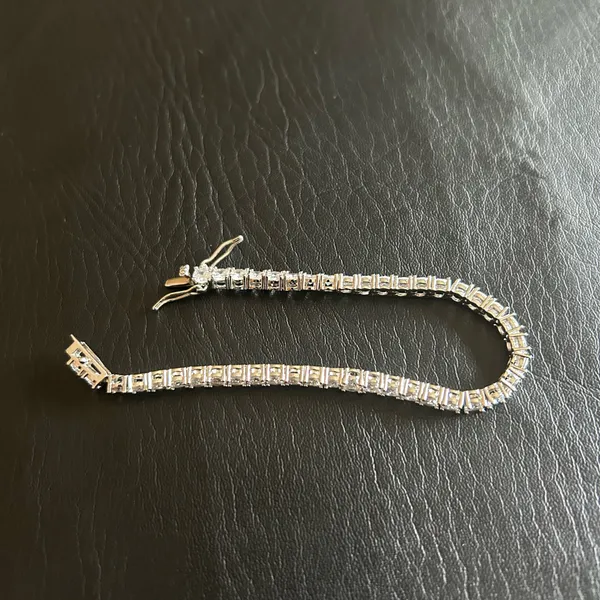 Moissanite Tennis Bracelet VVS1 Passes Tester 4mm 7Inches Silver Iced Out Miami - Image 5