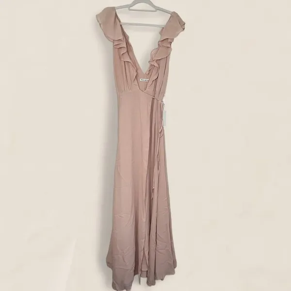 Reformation autumn wedding guest flowy ruffle maxi dress size large - Image 3