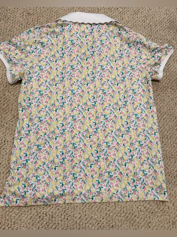Walter Hagen Lady Hagen Lemon Floral Golf Polo Shirt UPF 50 NWT Large Preppy - Image 3