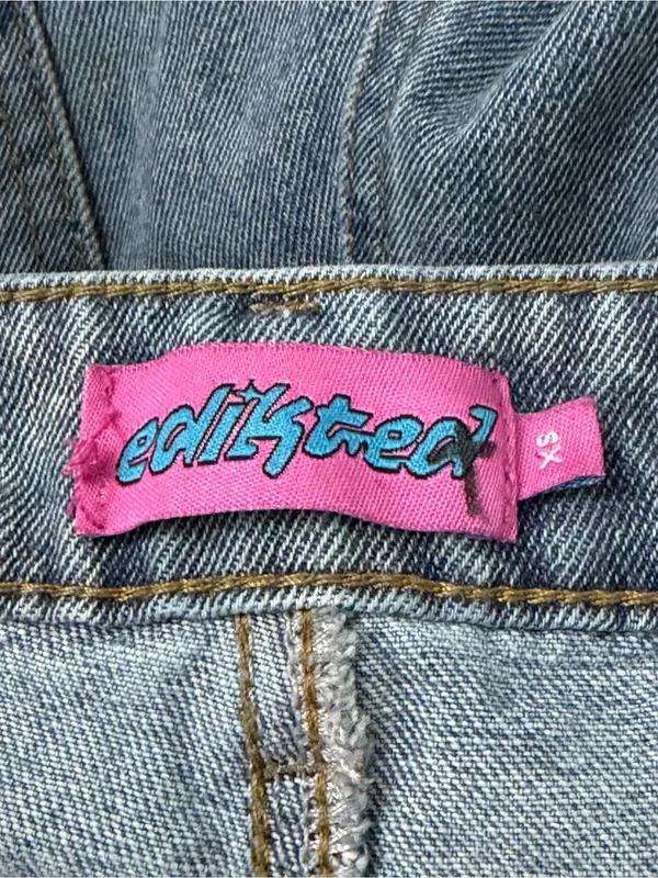 Edikted Bow Pocket Low Rise Baggy Jeans Size XS - Image 4