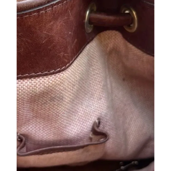 Vintage Dooney & Bourke Dark Brown Leather Drawstring Shoulder Bag Purse RARE - Image 11
